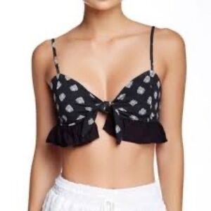 NWT House of Harlow Tie Front Ruffle Crop Top, Size XS